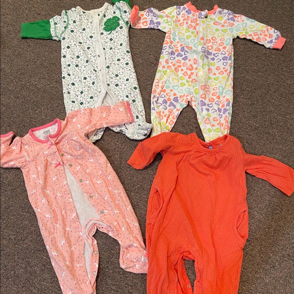 Baby girl footed onesies bundle